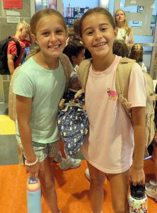 Brynn Holtzer and Mila Gonzalez smile for the camera on the first day of the 2026-27 school year at Delaware Valley Elementary School. Photos provided by Peg Snure.
