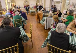 These are some of the guest at last month’s community lunch held at Good Shepherd Parish Hall in Milford. The next luncheon is on Thursday, April 17. Photo by Allyson Gillinder.