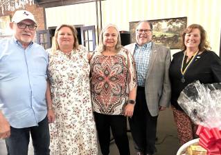 New Rotary officers Les Curry, Dana Scott, Kathi McKenna, Robert Schwartz and Lynne Goodwin.