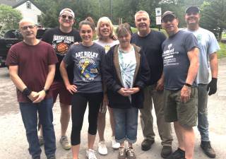 From left: John Marino, Jason Pope, Club President Jamie Dykstra, Karen Loeschorn, Green Trees Director Susie Lyddon, Green Trees Board Member Larry O’Leary, John Messer, and Shaun Burger.