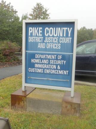 Just across the drive from the jail, which houses undocumented immigrant detainees: Pike County District Court and Immigration and Customs Enforcement, an office of the U.S. Department of Homeland Security (Photo by Frances Ruth Harris)