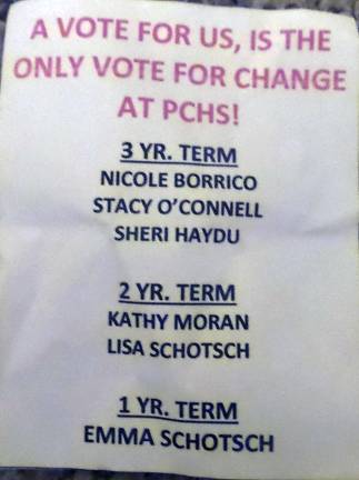 Campaign literature distributed inside parish hall in violation of the short-term agreement (Photo by Frances Ruth Harris)