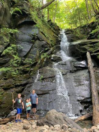 Sam, Maximilian, and Nico at Slateford Creek Waterfalls.