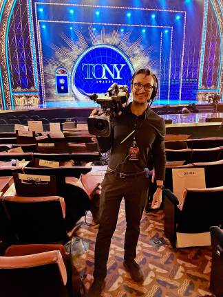 DVSD grad Dan Balton working the Tony Awards. Photo courtesy of Del.Aware.