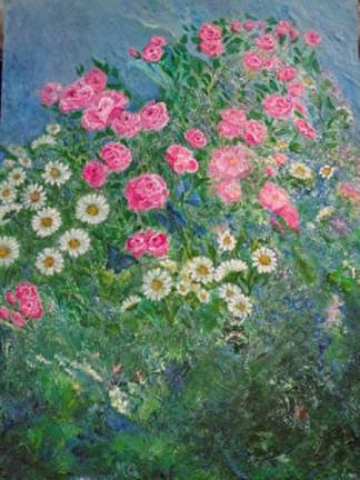 Judith Cramer, Roses and Daisies (mixed media)