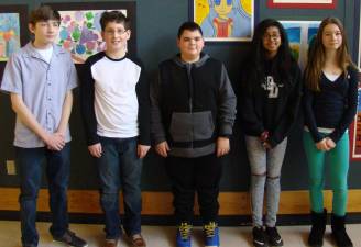 Dingman Delaware Middle School's winners (from left): Noah DeFrederico, Lucas Tusinean, Paul Guadagni, Ariella Wilmot, Jore Bagdonas (Photo provided)