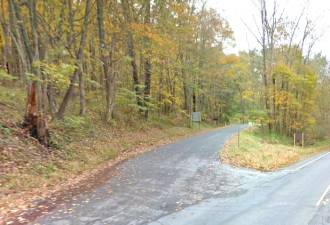 Old Mine Road entrance near the Dingmans Ferry Bridge.