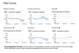 How are we moving? Google's COVID-19 Community Mobility Report for March 29 in Pike County.