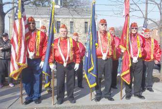 Marines during Salute at last year’s Veterans Day services (File photo by Frances Ruth Harris)