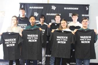 Delaware Valley’s Students of the Month! L-R Back Row: Aiden Black, Daniyal Sharif, Jonathan Yarrish, and Karter Peereboom. L-R Front Row: Savannah Murdock, Ashantia Dicette, Francesca Antonecchia, and Dominick Agron. Not pictured: Maya Sussman.