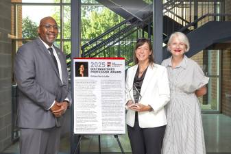 From left: Kenneth Long, President; Darlene Farris-LaBar, professor and chair of art + media + design; and Dr. Margaret Ball, provost, and vice president for academic affairs. Photo provided