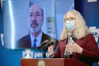 Pennsylvania Department of Health Secretary Dr. Rachel Levine speaks during a press conference inside PEMA headquarters on Wednesday, Dec. 30 (Photo by Natalie Kolb)