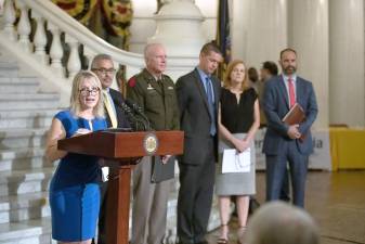 OMHSAS Deputy Secretary Kristen House joins leadership from multiple state agencies and advocates from Prevent Suicide PA to recognize September as Suicide Prevention Awareness Month and raise awareness around work to embed suicide prevention efforts across systems.