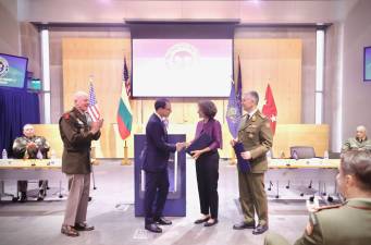 Gov. Josh Shapiro presented an anniversary proclamation in observance of the State Partnership Program between Pennsylvania and Lithuania during a Guard and Veterans Day event on June 6, 2023.