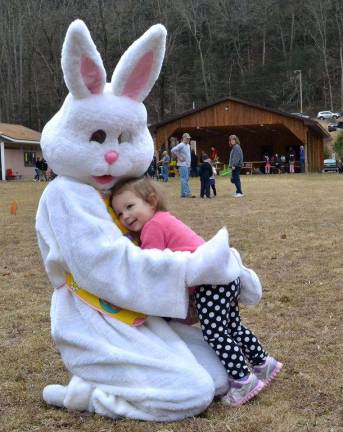 The Easter Bunny gives out hugs at Rohman Park, Shohola (Rohman Park Facebook page)