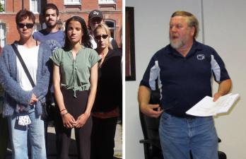 Left: Selina McGinnis (in the green shirt) is pictured at the Pike County Courthouse on June 23 (Photo by Frances Ruth Harris) Right: Barry Heim (File photo by Jerry Goldberg)