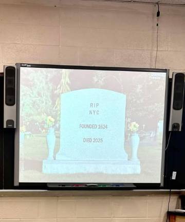 School: Political image part of class lesson plan