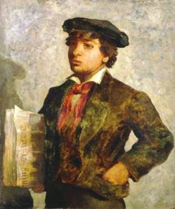 &#x201c;Newspaper Boy&#x201d; (1869) by Edward Mitchell Bannister, the first African American to win a national art award