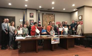 Shohola Elementary School students during a recent Pike County Commissioners meeting.
