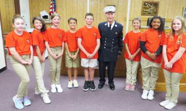 The DVE reporters interviewed retired Firefighter Joseph Rennish. He told the students we need to talk about Sept. 11, all of it, the good and the bad. He said we unfortunately cannot prevent this from happening again. He said it will happen again in our lifetimes. Photos provided by Peggy Snure/Delaware Valley Elementary School.