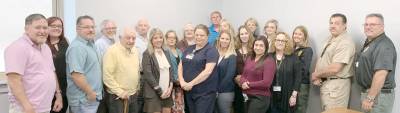 Members of the Pike County Reentry Coalition (from left): Tom Duggan, Brandi LaBane, Jack Donson, Pike County Commissioner Matthew Osterberg, Joe Ierubino, Pike County Correctional Facility volunteer Hampton Morgan of Choosing Integrity, Allyson Balch, Larisa Yusko, Cheryl Duquette, Perrin Landry, Ed Schaffner, Cynthia DeFebo, Jen Fuente, Amy Kingston, Margaret Dietrich, Michelle Decroce, Nina Brewer, Susan Kenthack, Jen Tamblyn, Warden Craig Lowe, Assistant Warden Robert McLaughlin.