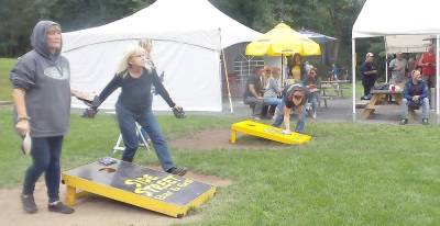 The cornhole tournament at the Side Street Bar &amp; Grill (Photo by Frances Ruth Harris)