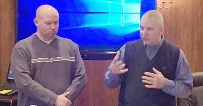 Presenting 2019 Pike County Training Center stats at a recent Pike County Commissioners meeting are director of operations Jordan Wisniewski (left) and emergency management director Tim Knapp.
