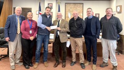 <b>From left: Pike County Commissioners Ronald R. Schmalzle and Christa Caceres; Luke Turano, Board Chair, Greater Pike Community Foundation; Pike County Commissioner Matthew M. Osterberg; Tim Knapp, Director, Pike County Department of Public Safety; Rick Little, Executive Director, Greater Pike Community Foundation; and Kyle Rohner, Director of Operations, Pike County Training Center.</b>