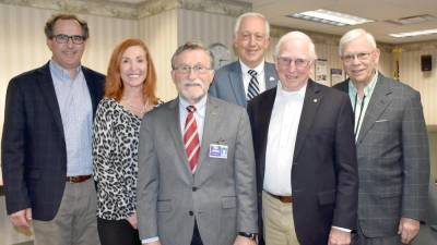 From left: Matthew Meagher; Joann Hudak; Hugh Rechner; William Dewar III, MD, Wayne Memorial Chief of Staff; Wendell Hunt and Frank Borelli.