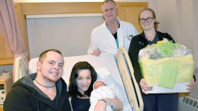 From left: Ryan Conklin, Sammi Green and Jaxon, Dr. Rittenhouse and Stephanie Gravell, RN.