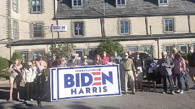 Local Democrats with U.S. Rep. Matt Cartwright at the opening of their new campaign headquarters at Forest Hall in Milford.