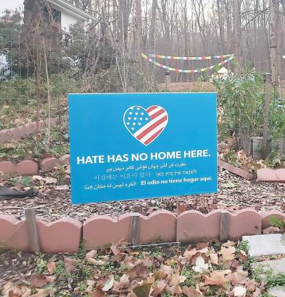 This is the sign Dennis Walto has placed on the lawn of his home in Bellvale.