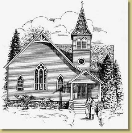 Newfoundland Moravian Churc, one of 11 to take part in &quot;The Church Has Left the Building.&quot; (Illustration: Wayne County History: waynehistorypa.org)