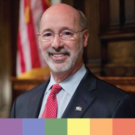 Gov. Tom Wolf posted a photo on Facebook in rainbow colors
