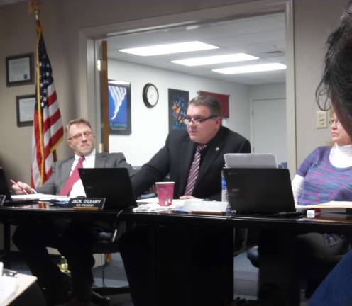 DV school board members, from left: Brian Carso, Vice President Jack O’Leary, and President Pam Lutfy (Photo by Anya Tikka)