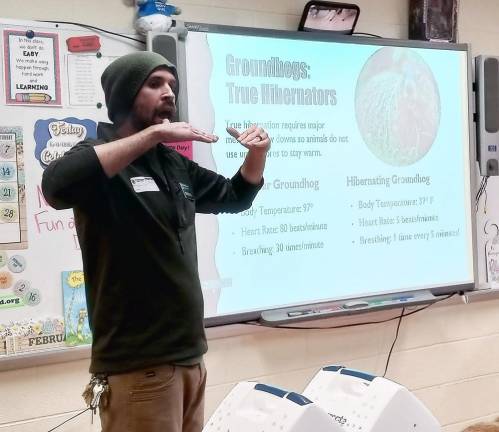 The Pocono Environmental Education Center’s Derek Scott explained the physical and behavioral changes that local animals experience to be better suited to cold winter days.