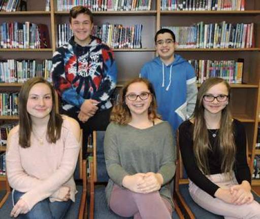 Winners from Delaware Valley Middle School -- back row: Josh Caraballo and Julian Connaughton. Front: Samantha Hurley, Sophia Romer, Autumn Walzer (Photo provided)