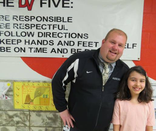 Chorus Student of the Month: Stella Weir with DVES Principal Aaron Weston.