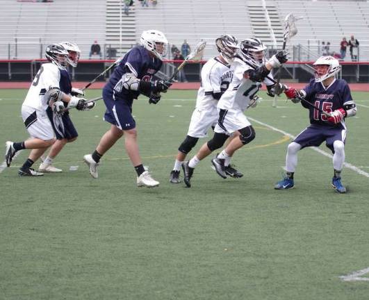 Photos by George Leroy Hunter Delaware Valley's Brandon Martin moves forward with the ball. Martin contributed one goal and made one assist.