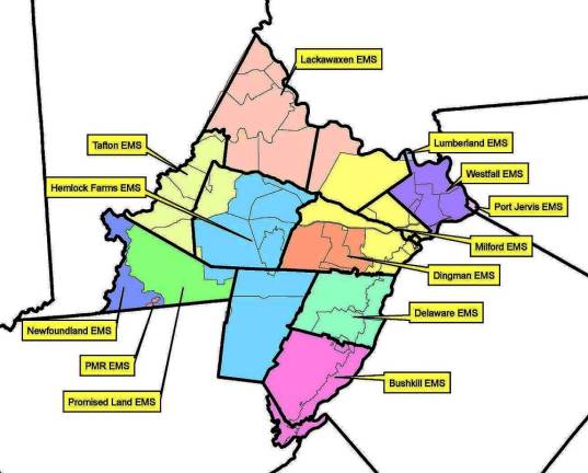 A map showing the EMS service in each municipality (Pike County Commissioners)
