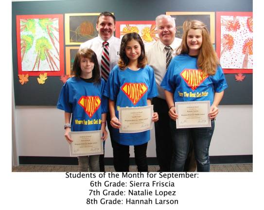 Dingman-Delaware Middle School Students of the Month