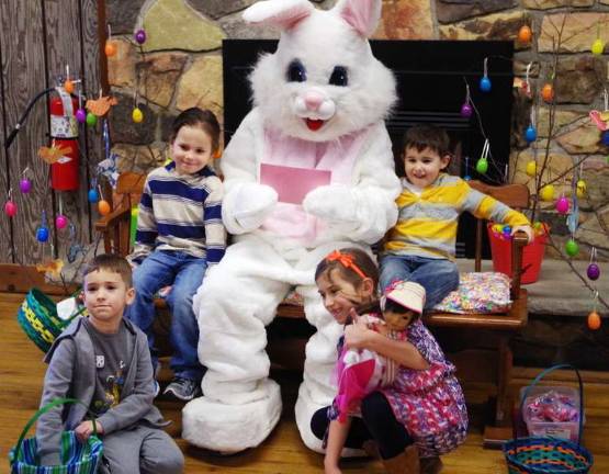 The Easter Bunny is joined by (from left): Anthony Palma,5, Vincent Palma, 4, Rocco Ciarelli, 6, and Bella Ciarelli, 7, of Dingmans Ferry