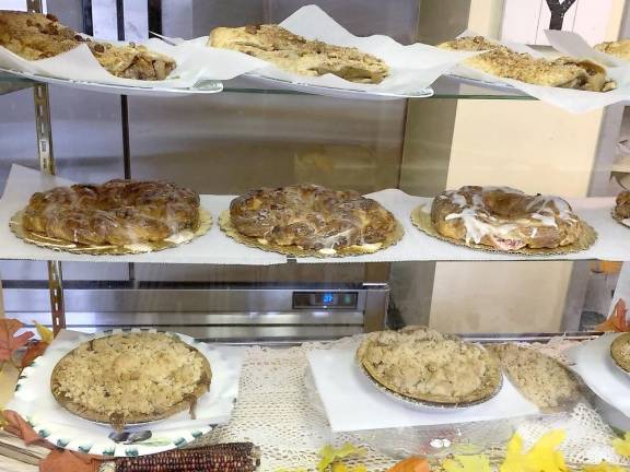 Apple strudel, coffee cake, and a variety of pies (Photo by Marilyn Rosenthal)