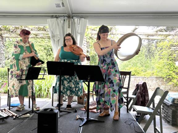Alkemie Ensemble performers from left to right: Sian Ricketts, Allison Monroe, and Tracy Cowatt.