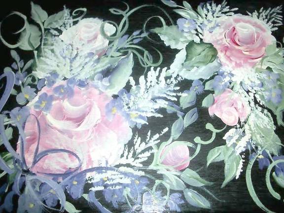 Beautiful Roses (acrylic) by Joan Kehlenbeck
