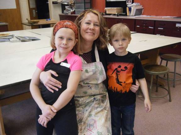 Emily and Nicholas Yatsonsky make art with Mom (Photo provided)