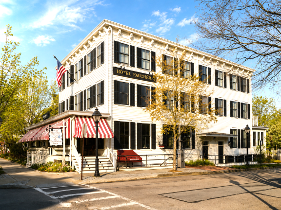 Street view of Hotel Fauchère, a boutique hotel founded in 1852.