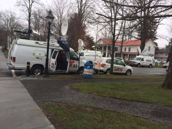 Media from New York, Allentown, and Philadelphia converged on the county courthouse in Milford on Tuesday (Photo by Marilyn Rosenthal)