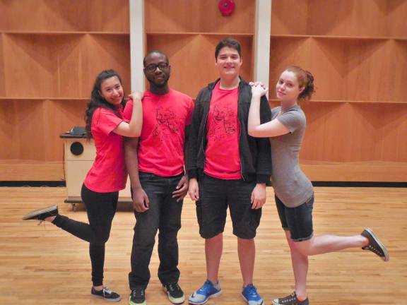 Pictured (from left) are musical theater majors Angelica Ramirez, a freshman from Effort, Pa., Marcel McKenzie, a freshman from Kunkletown, Pa., Sam Kashefska, a freshman from Scotrun, Pa., and Coleen Brida, a freshman from Bethlehem, Pa.