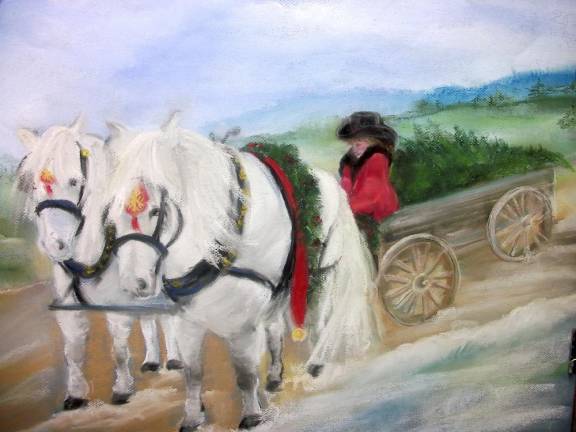 Joan Kehlenbeck, Horses on a Farm (pastel)